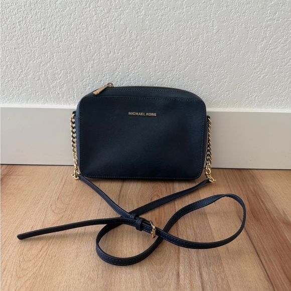Michael Kors Handbags - Michael Kors Dark Blue Crossbody Bag with Gold Accents